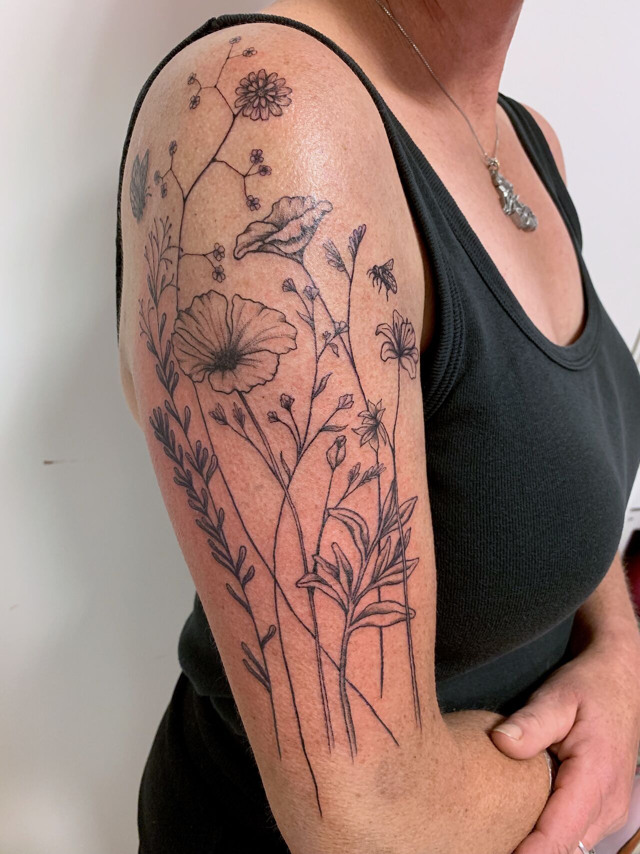 Veldbloemen (fineline) - voor Wendy