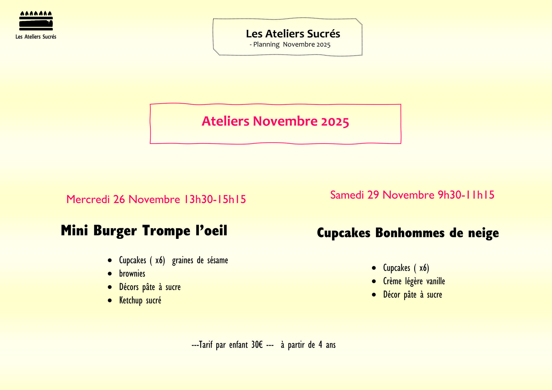ateliers enfants novembre