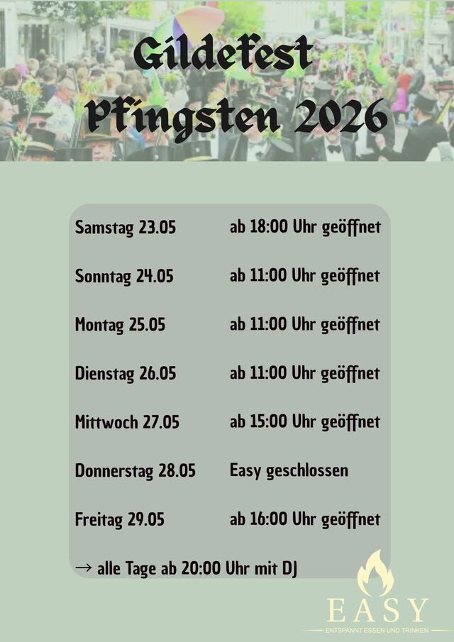 Pfingsten Öffnungszeiten