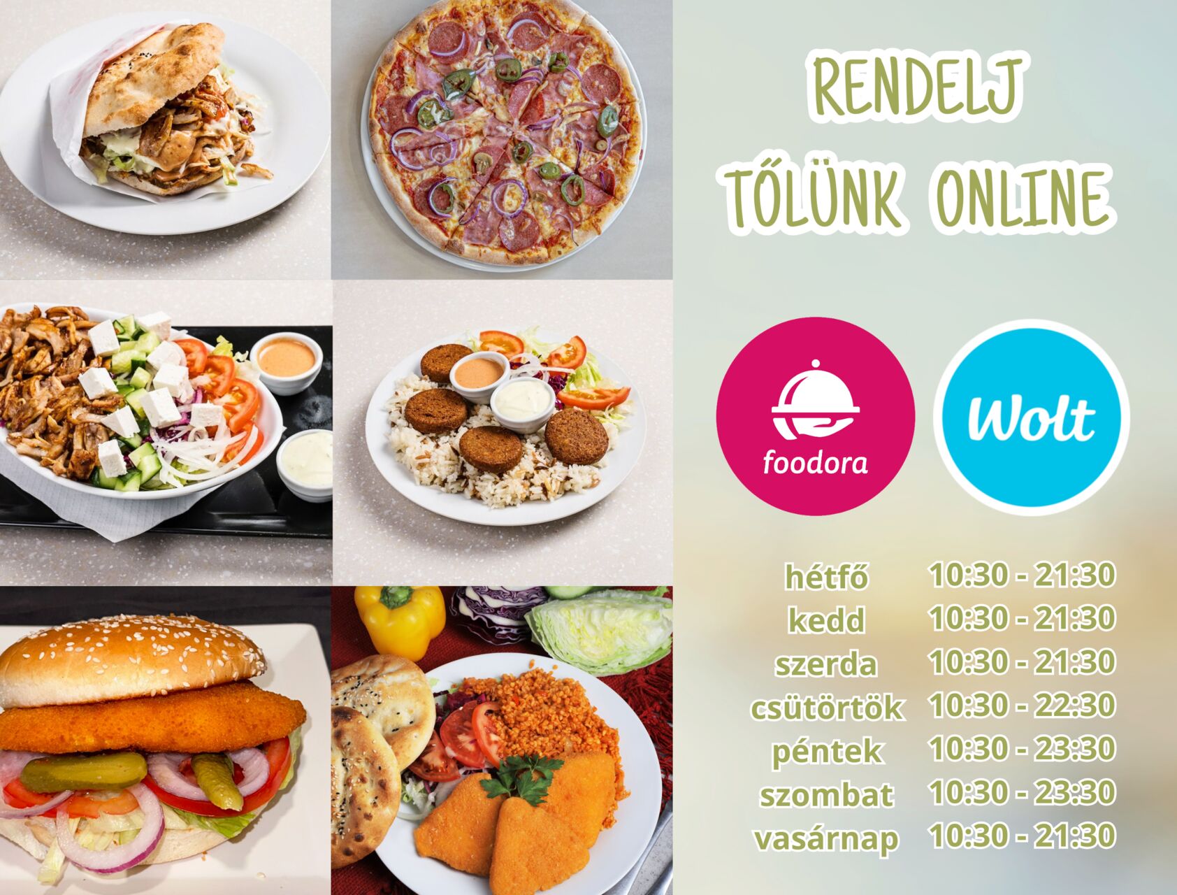 Rendelj tőlünk a Wolt vagy Foodora felületeken!