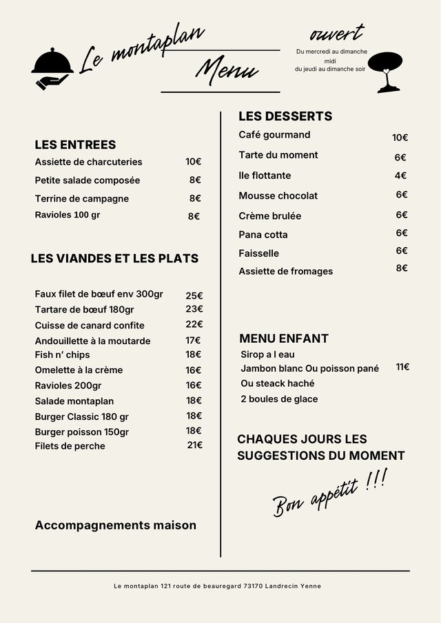 La carte du moment 