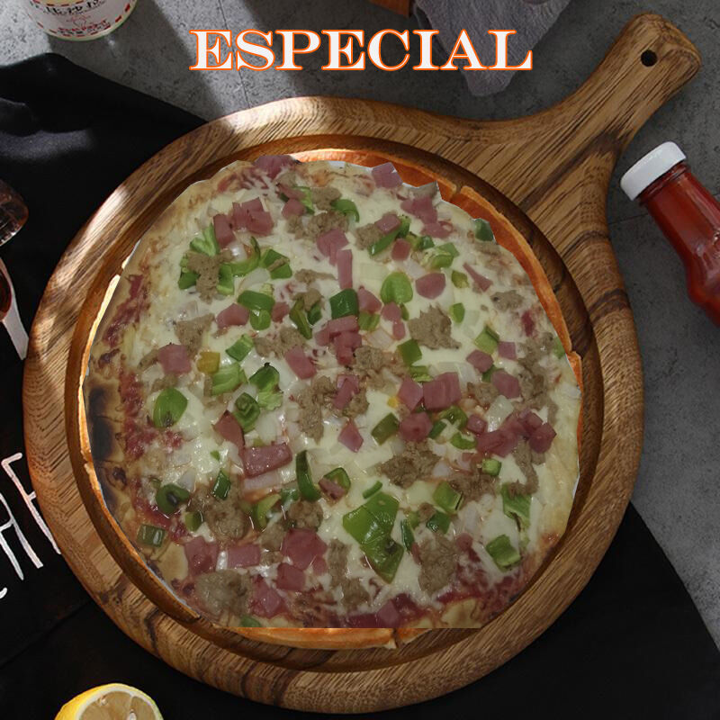 Tomate Base, Queso, Atún, Cebolla, J.York y Pimiento Verde.