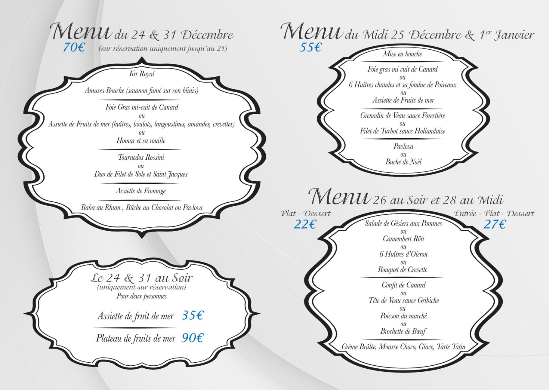 MENUS REVEILLONS