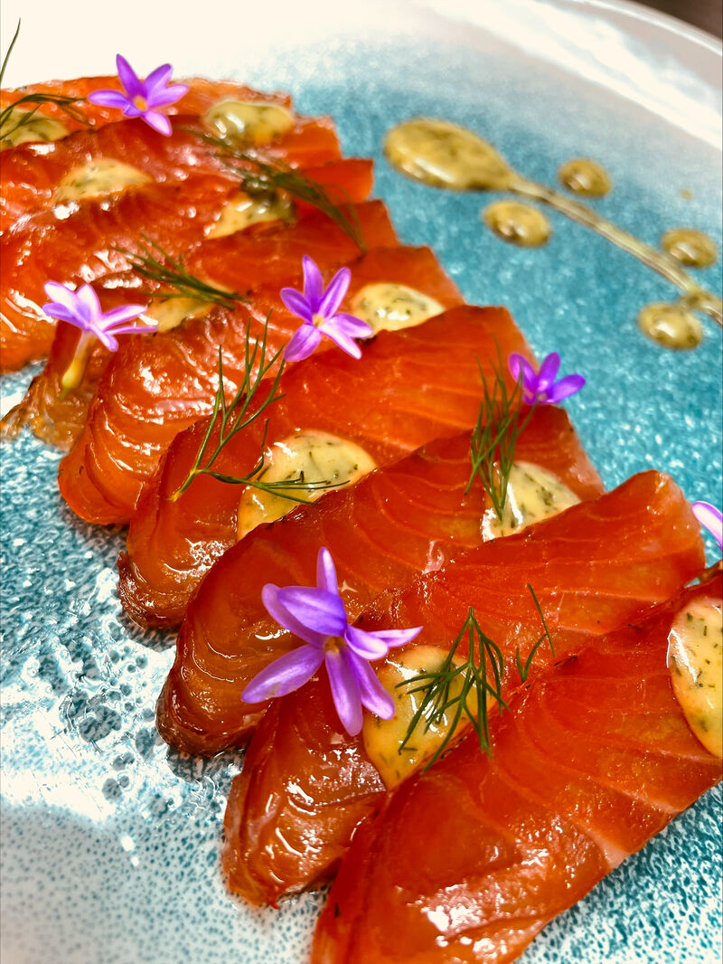 Gravlax de saumon sauce aigre douce