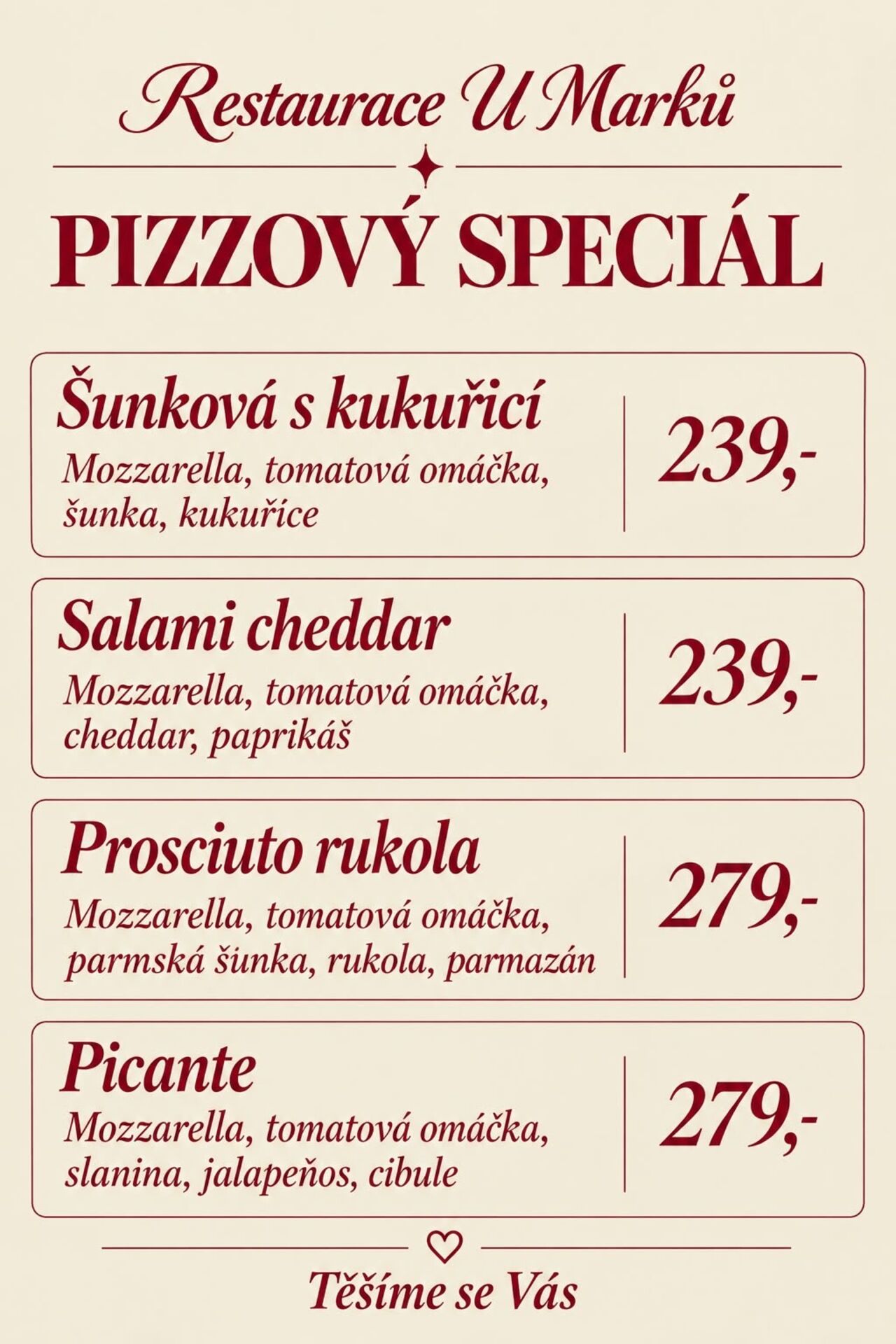 Stálá nabídka pizzy