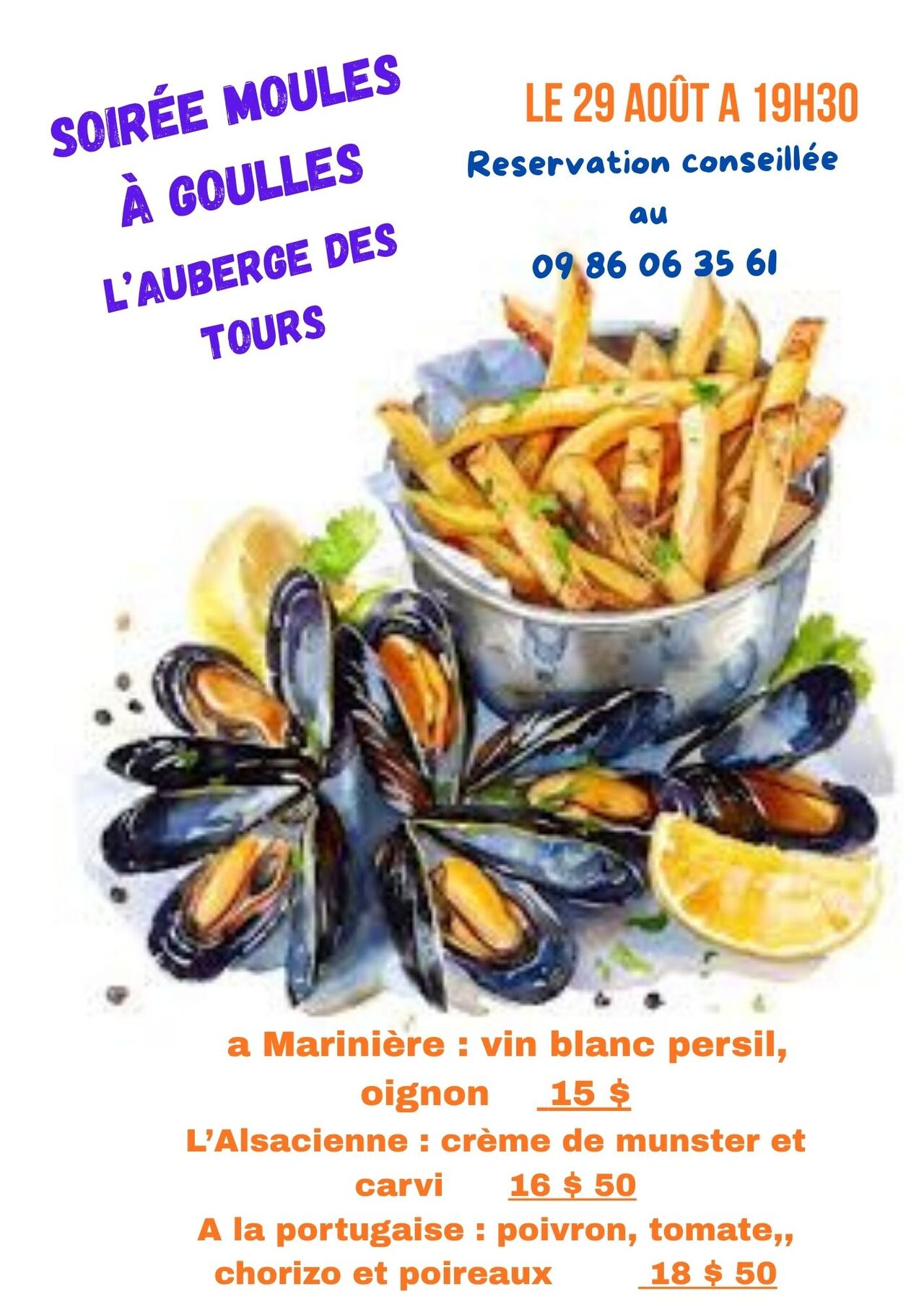 SOIREE MOULES FRITES MAISON