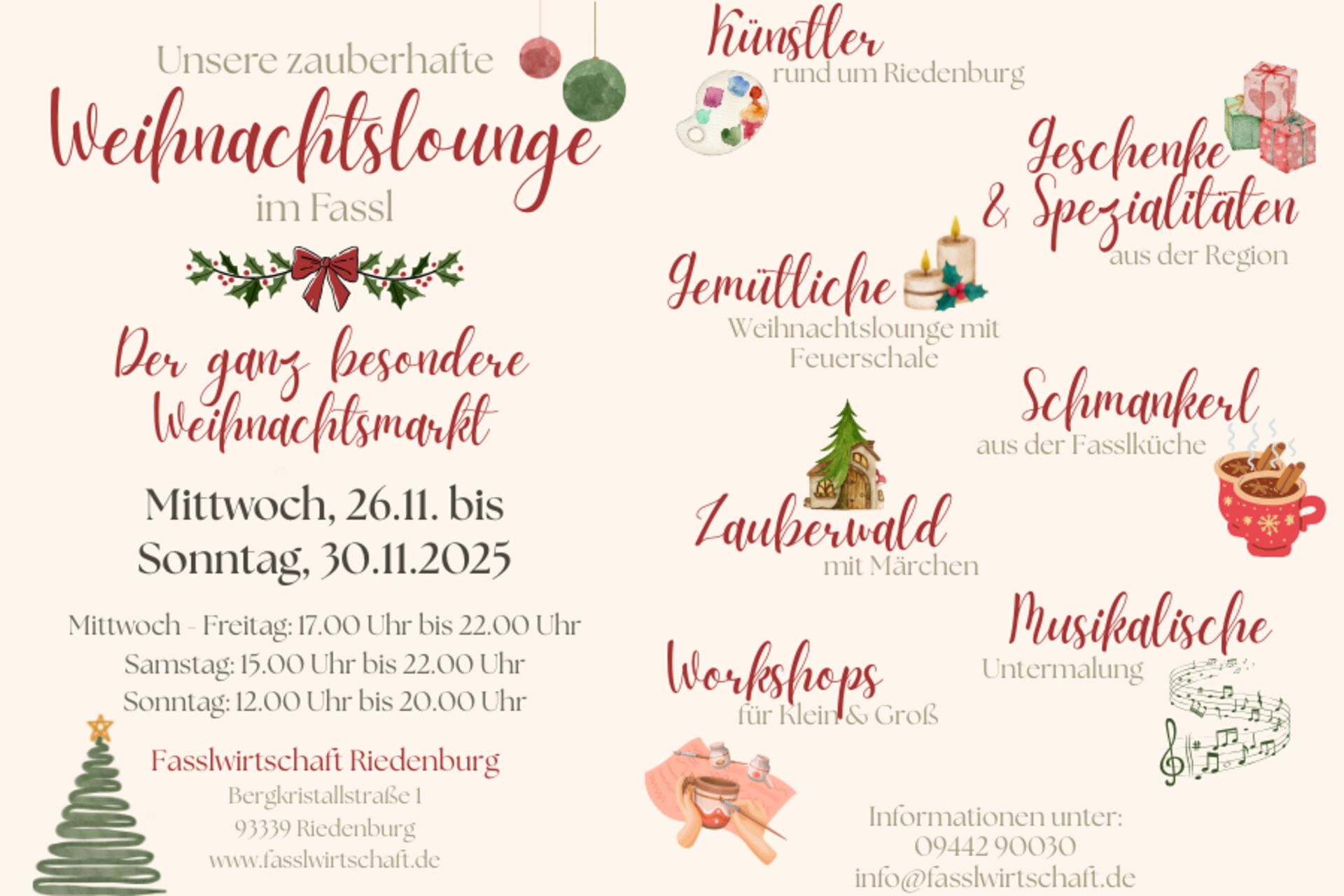 26. bis 30. November: Zauberhafte Weihnachts-Lounge