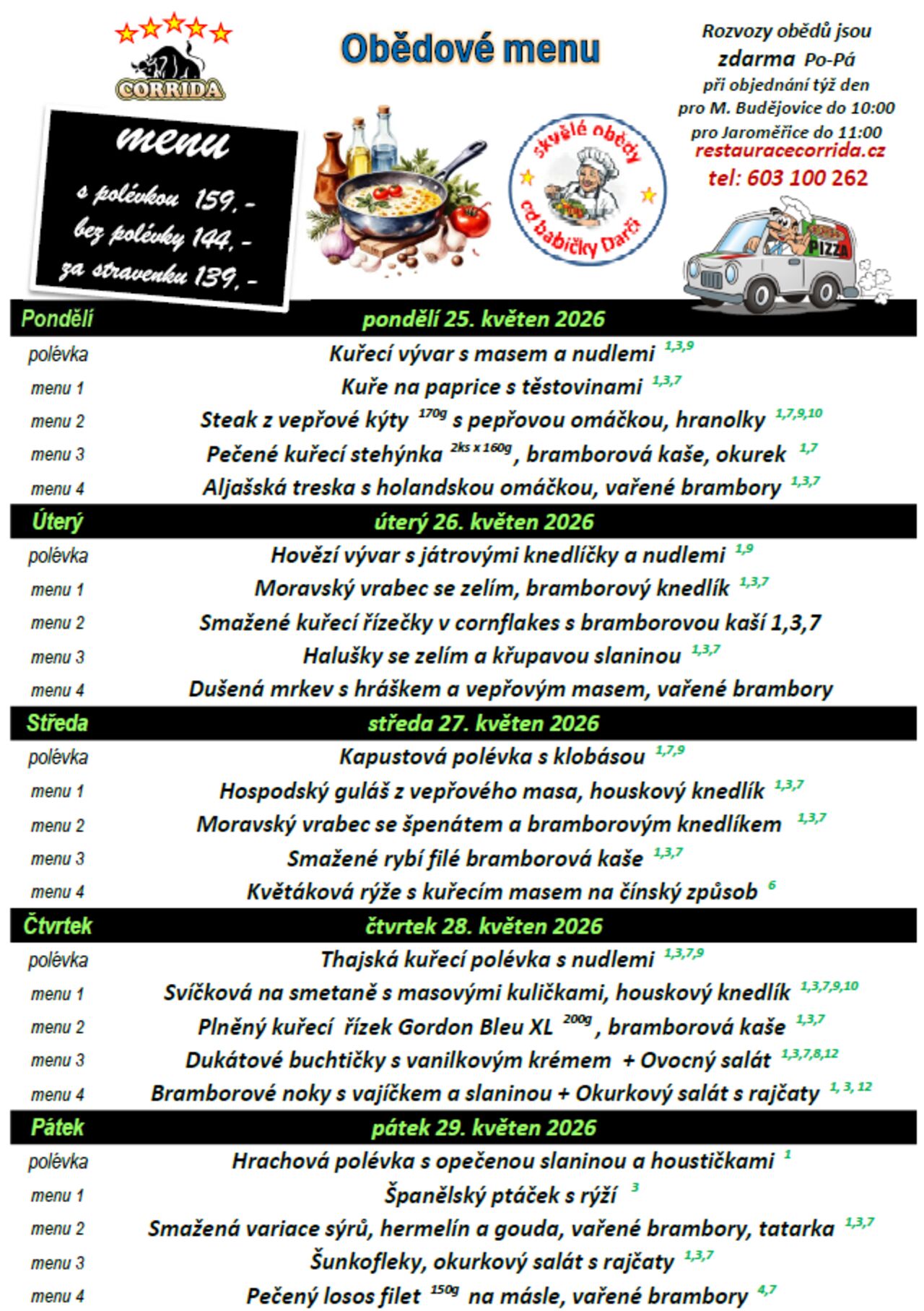 Týdenní obědové menu
