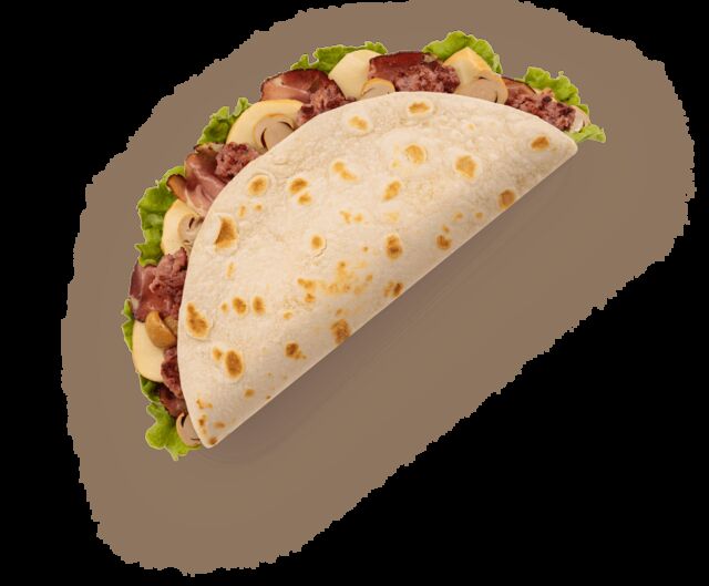 Geräucherter Provola-Käse, Speck, Boscaiola-Sauce, Kopfsalat und gemischte Steinpilze