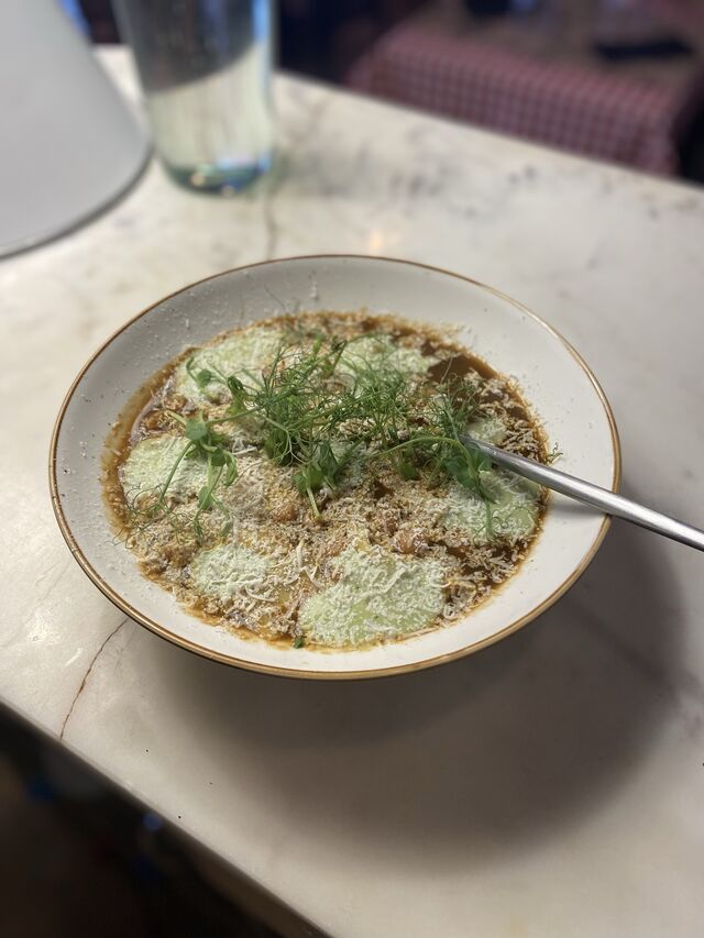 Soupe de mariage, espuma de roquette