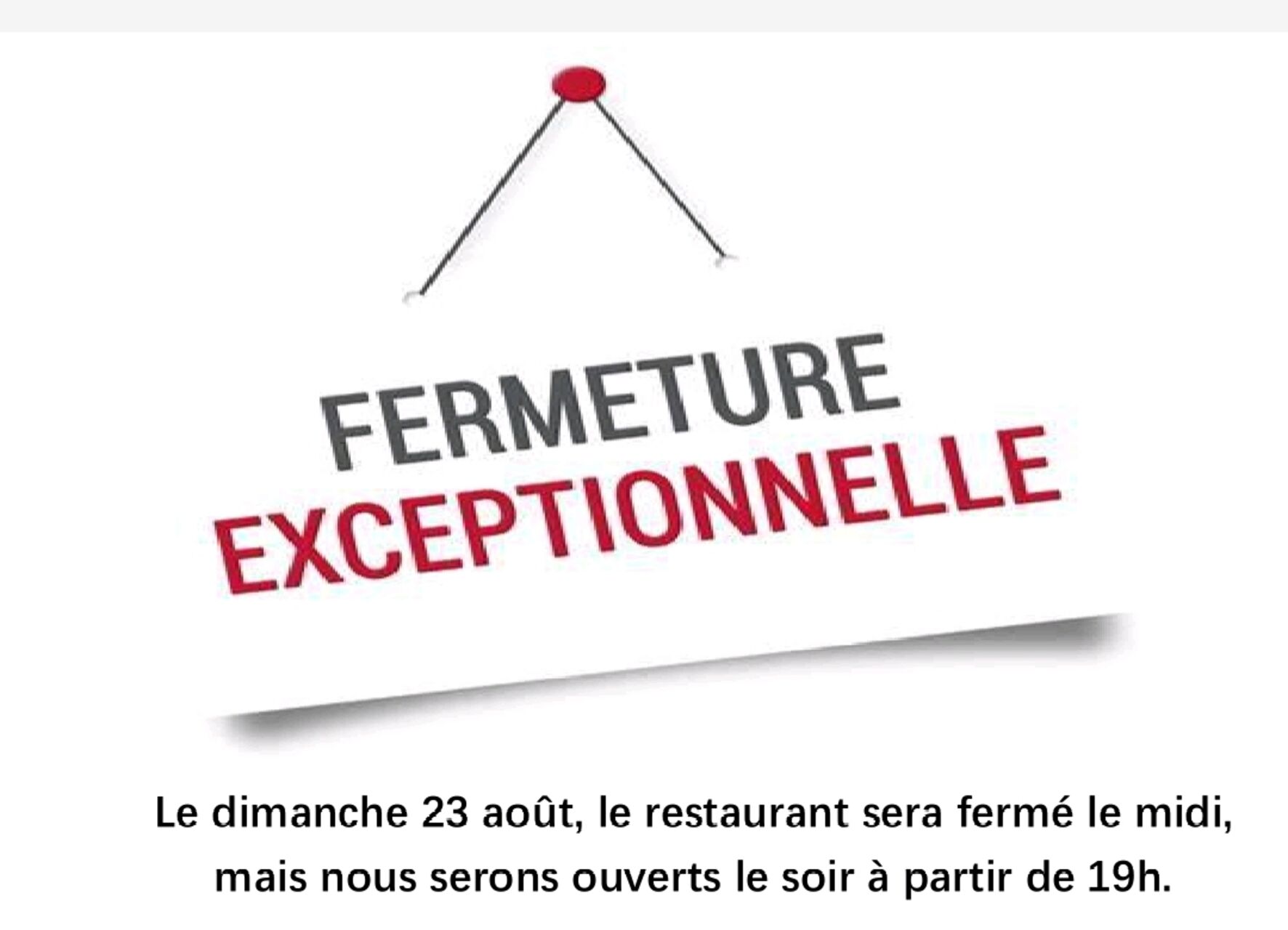Fermeture exceptionnelle