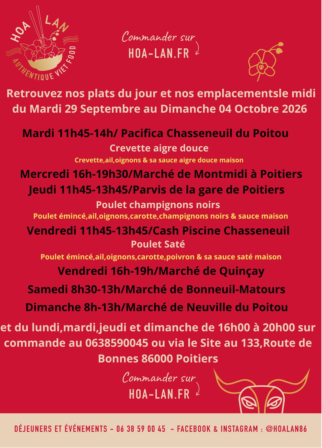Semaine du 29 septembre au 04 Octobre 2026