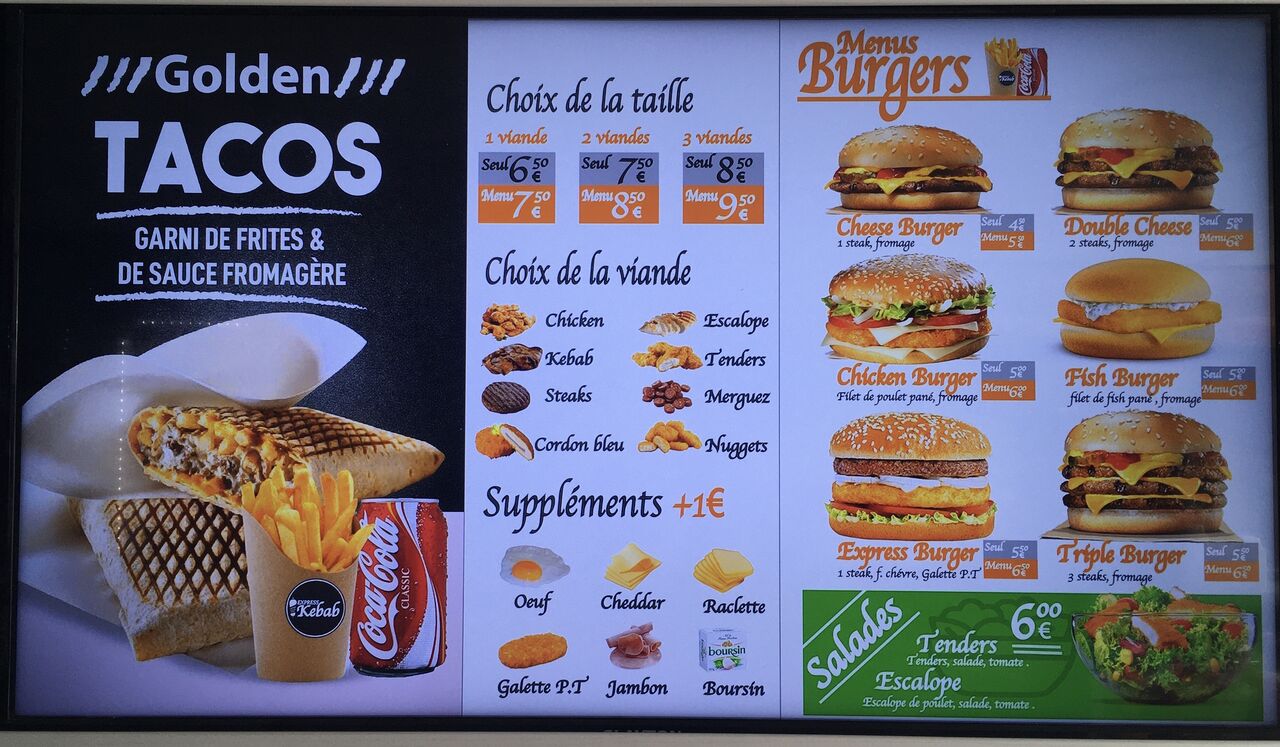 Nos délicieux Tacos et nos Hamburgers 