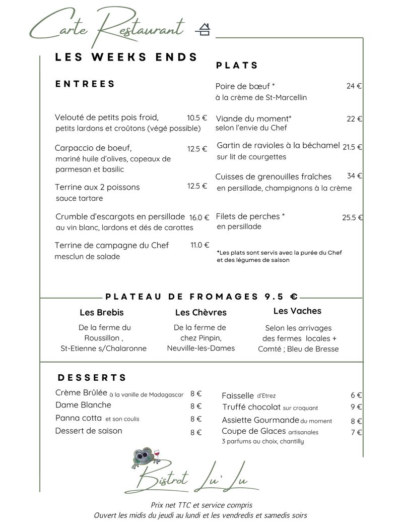 CARTE WEEK END