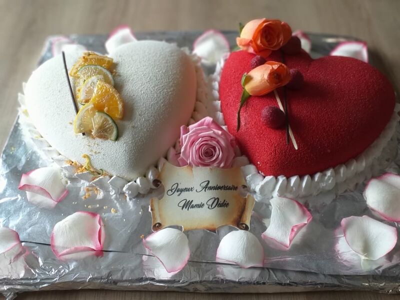 entremets agrumes et framboises pour un anniversaire