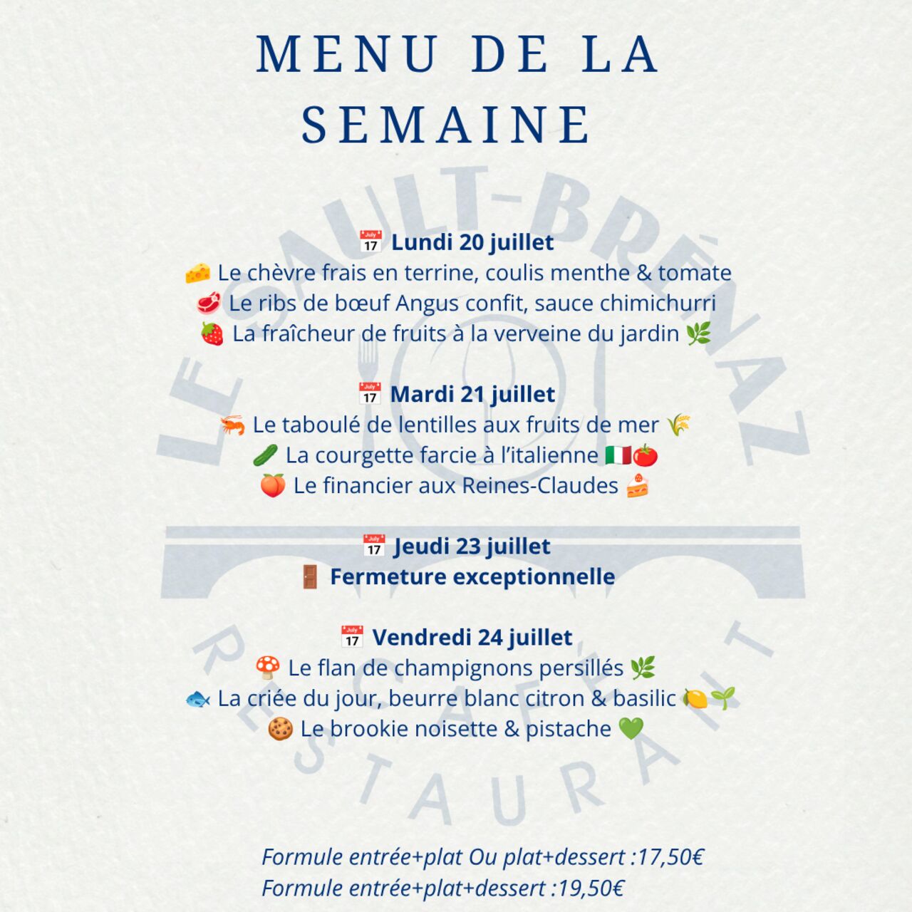 Menu de la semaine