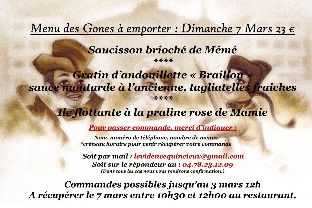 MENU DES GONES 23 €