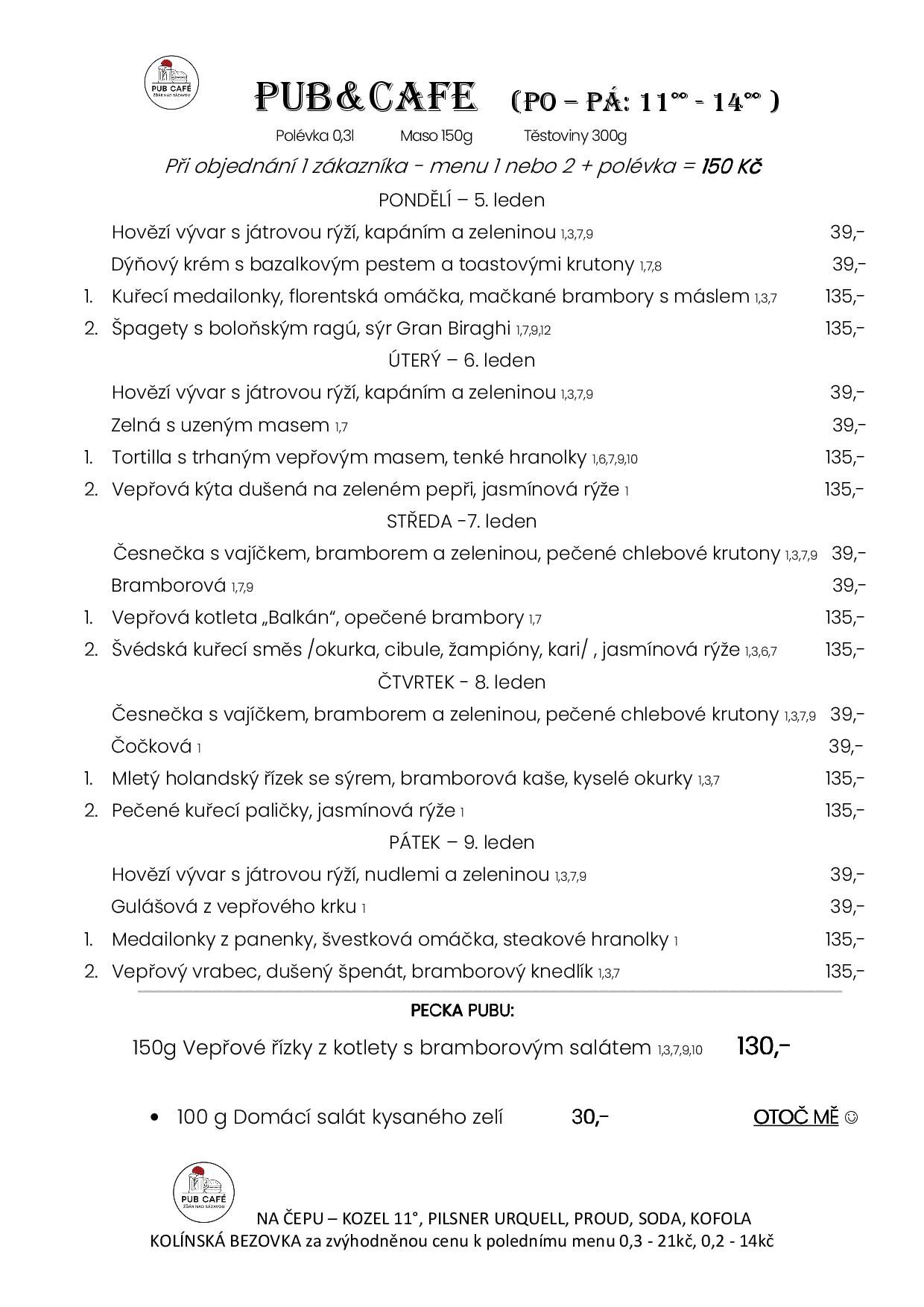 Denní menu od 5. ledna