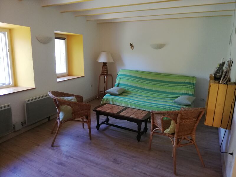 Salon avec canapé lit 