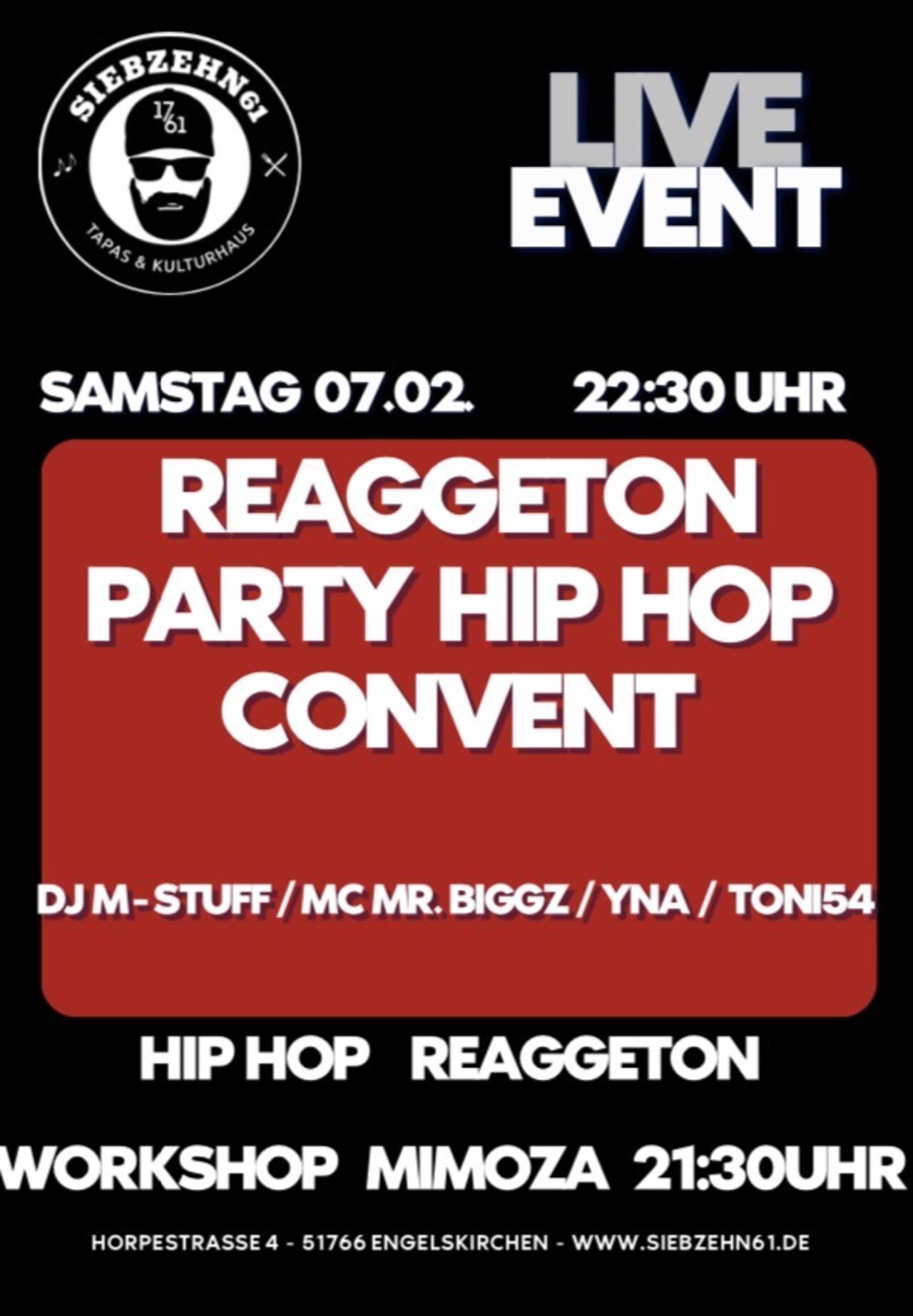 Sa. 07.02 Reaggeton Party HipHop Convent