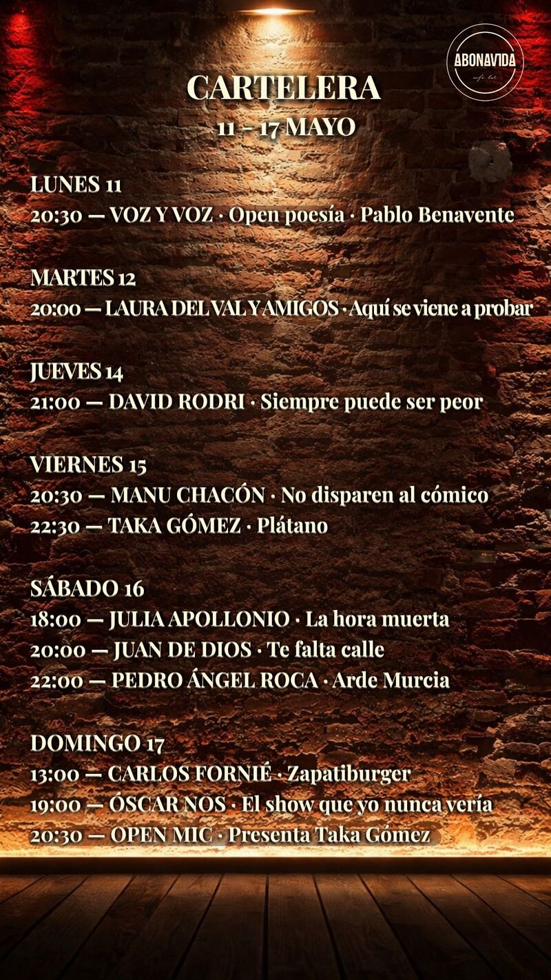 Cartelera del 11 al 17 mayo