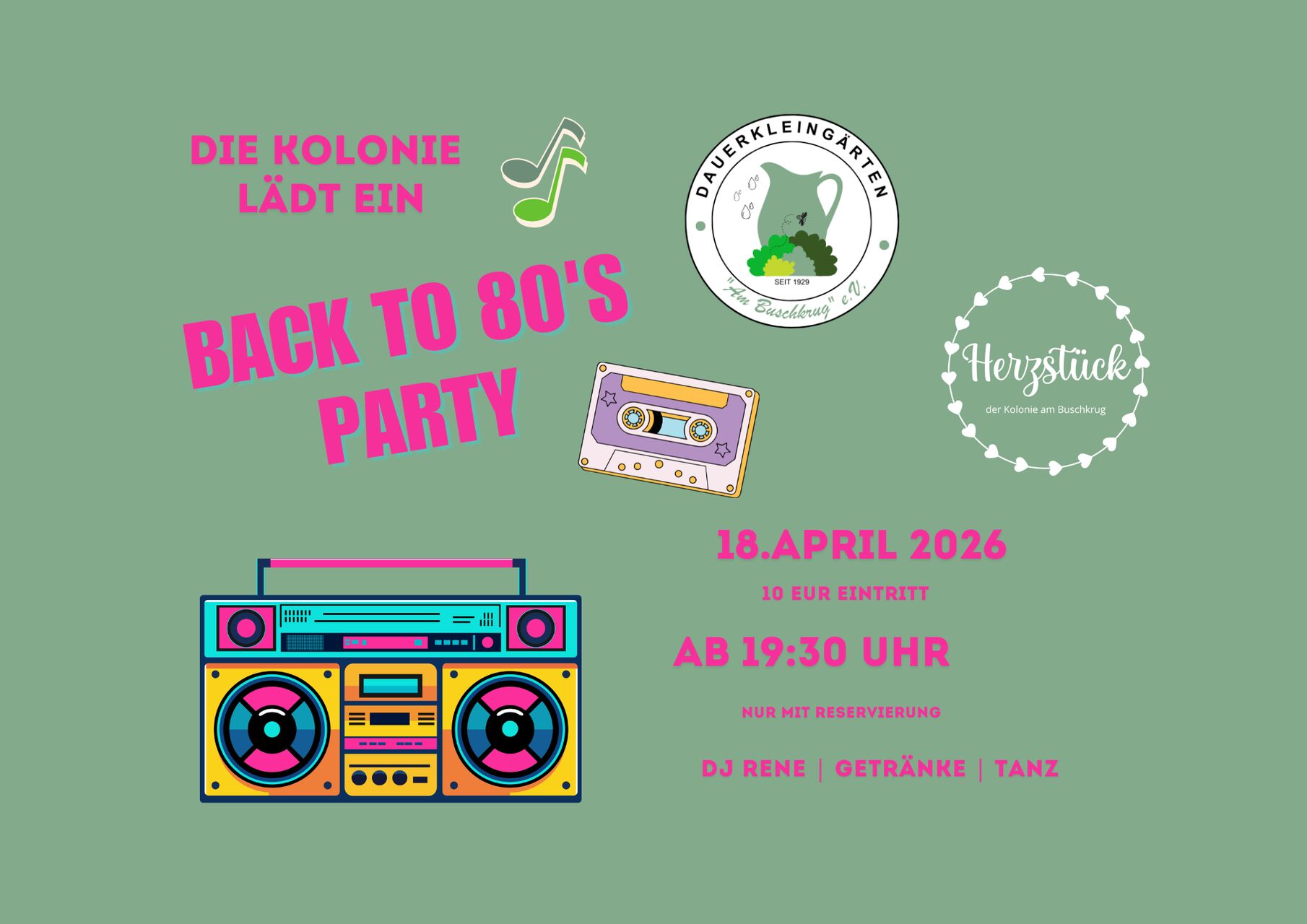 80er Jahre Party am 18.April ab 19:30 Uhr!