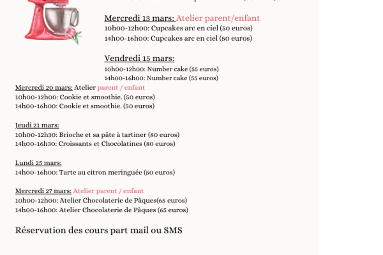 Cours de Pâtisserie