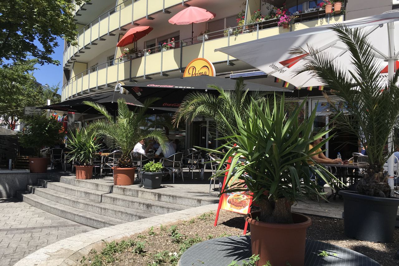 Unsere Terrasse mit Blick zum Berliner Platz
