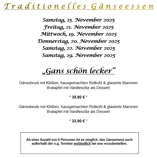 Gänseessen Termine 2025