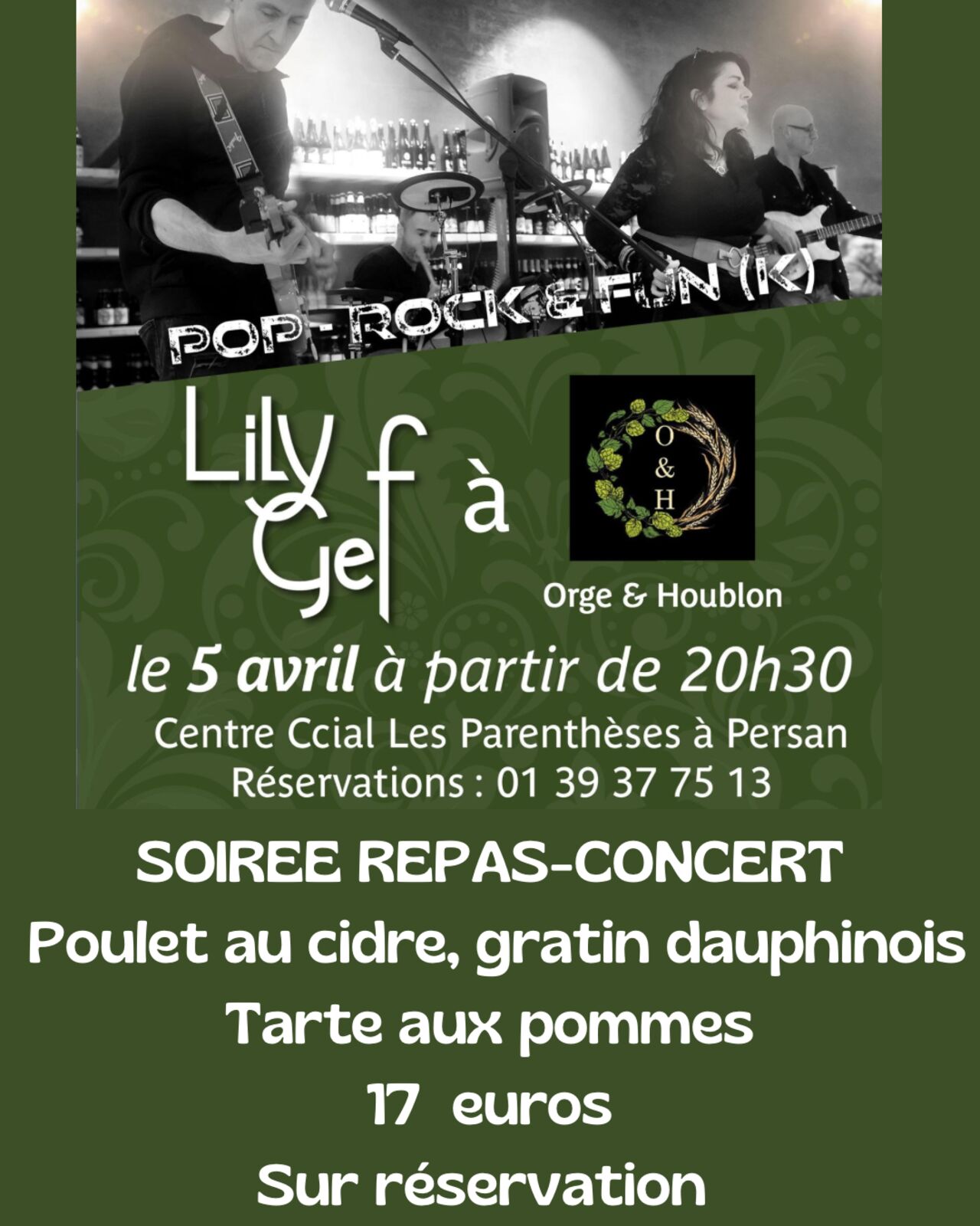 Repas concert Lily Gef le samedi 5 avril à 20h30