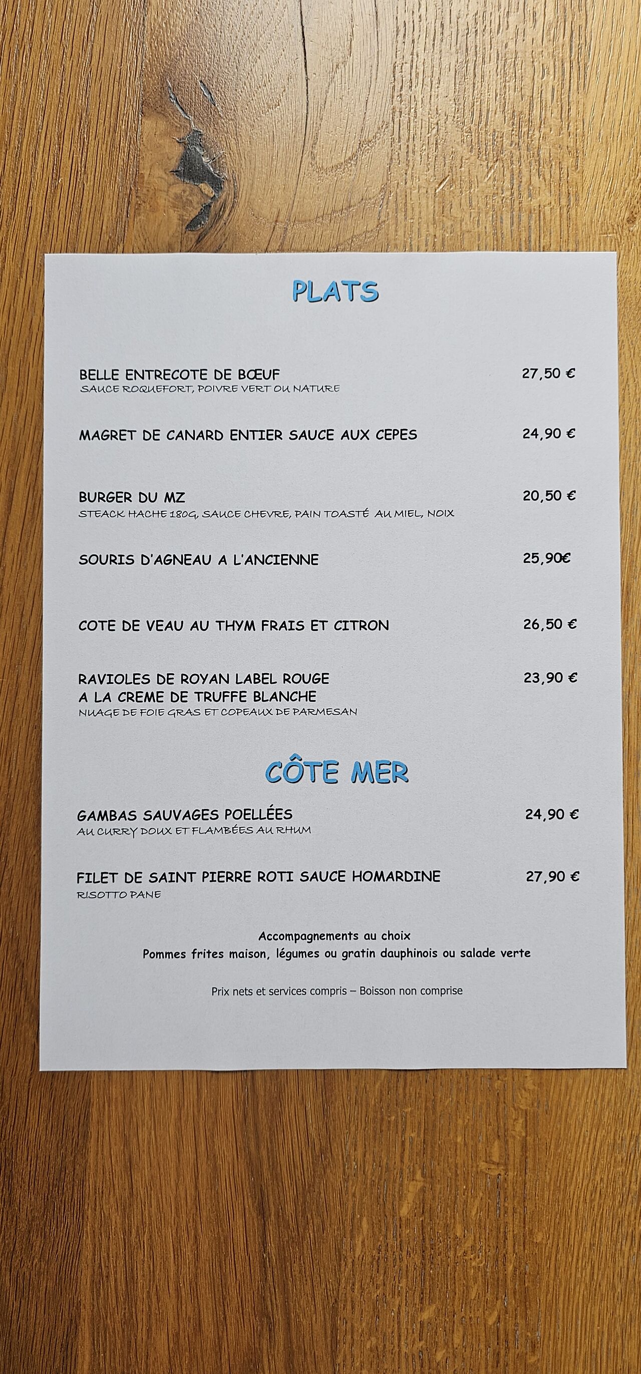 Nos plats maison 