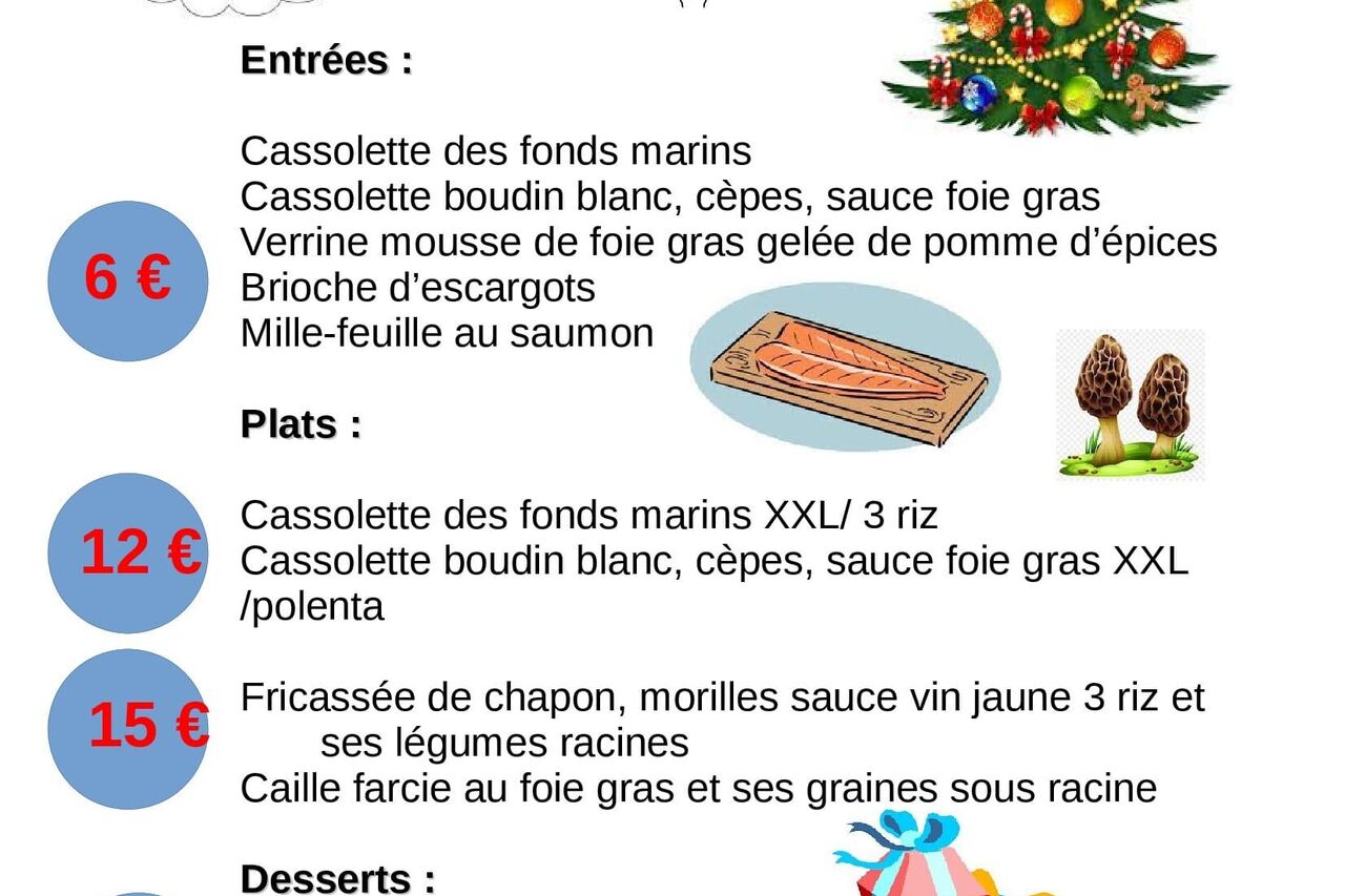 Menu Noel et nouvel an