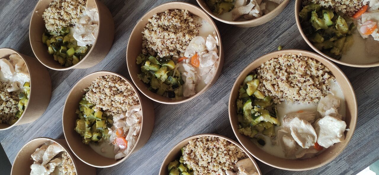 Poulet coco quinoa/boulgour et courgettes