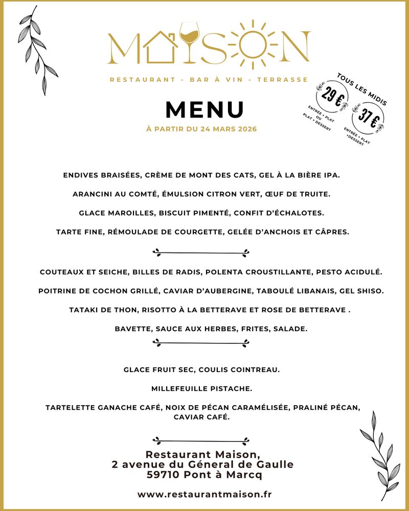 Menu du midi 24 mars