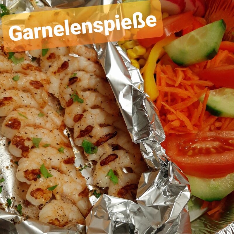 Fisch Spezialitäten: Garnelenspieße