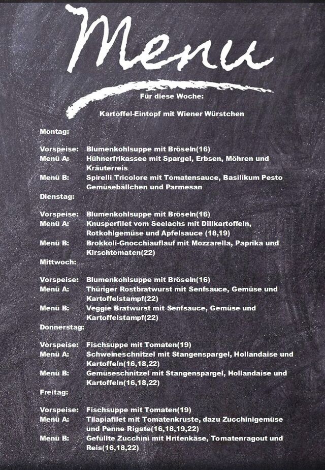 Speiseplan für diese Woche