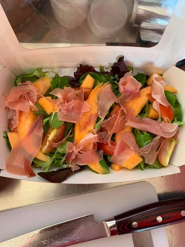 Exemple de salade du jour (melon/jambon)
