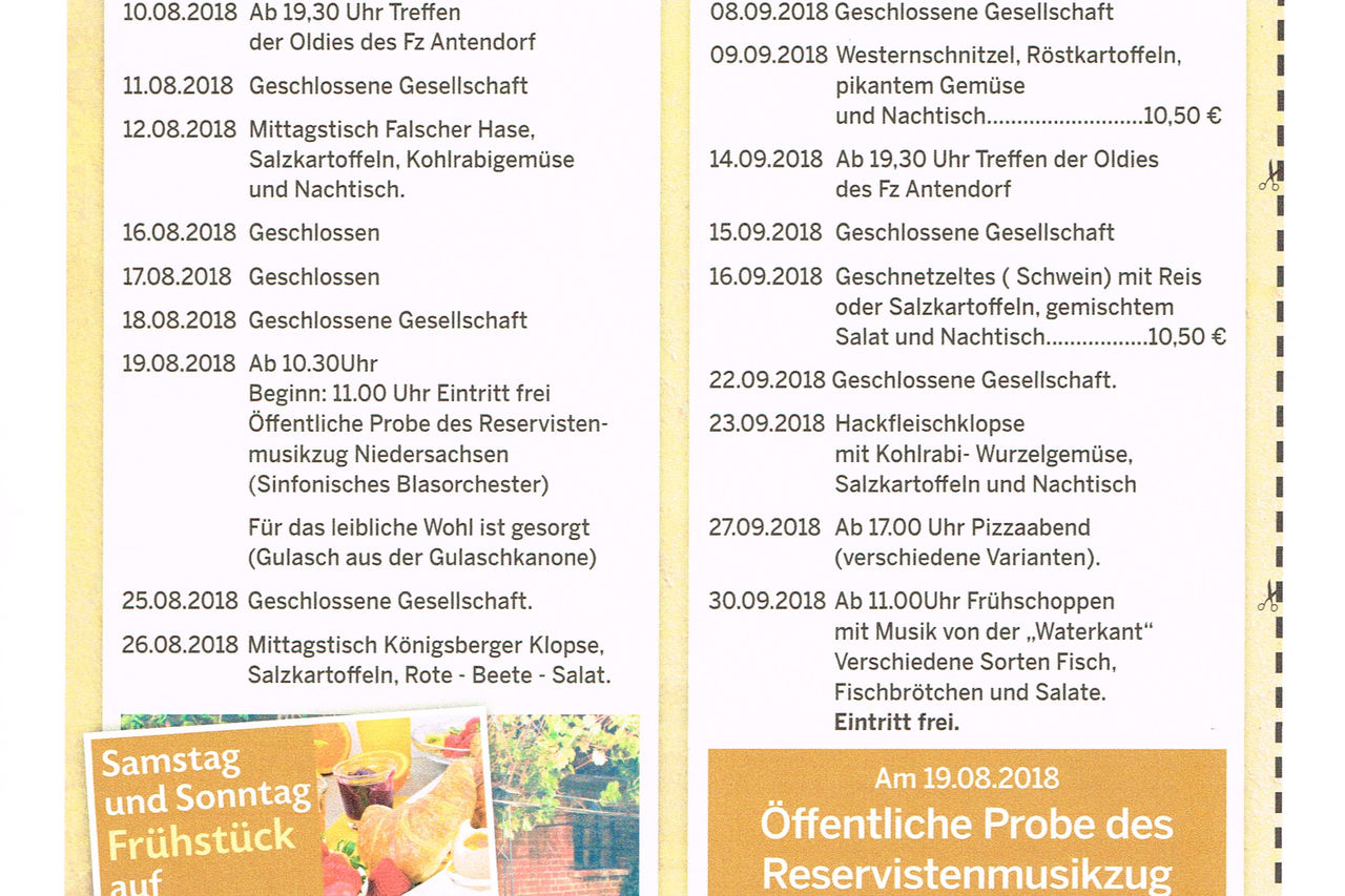 Mittagstisch und andere Aktivitäten