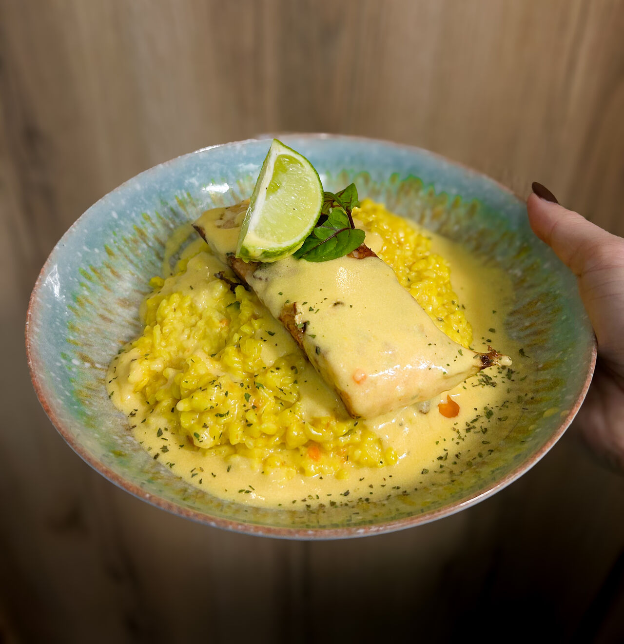 Grillowany łosoś z risotto 