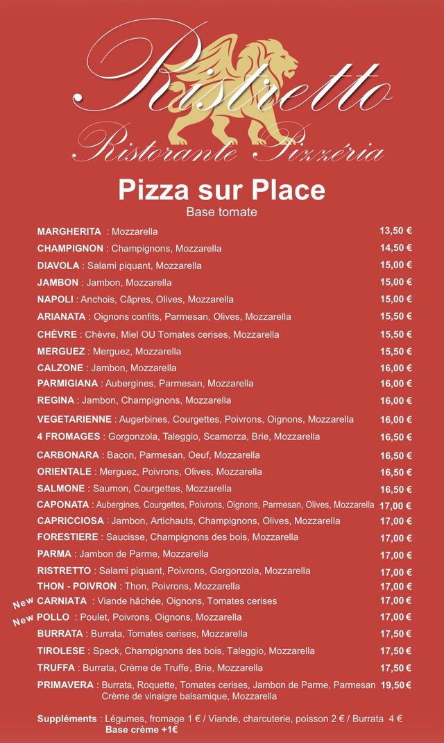 Pizzas sur place 