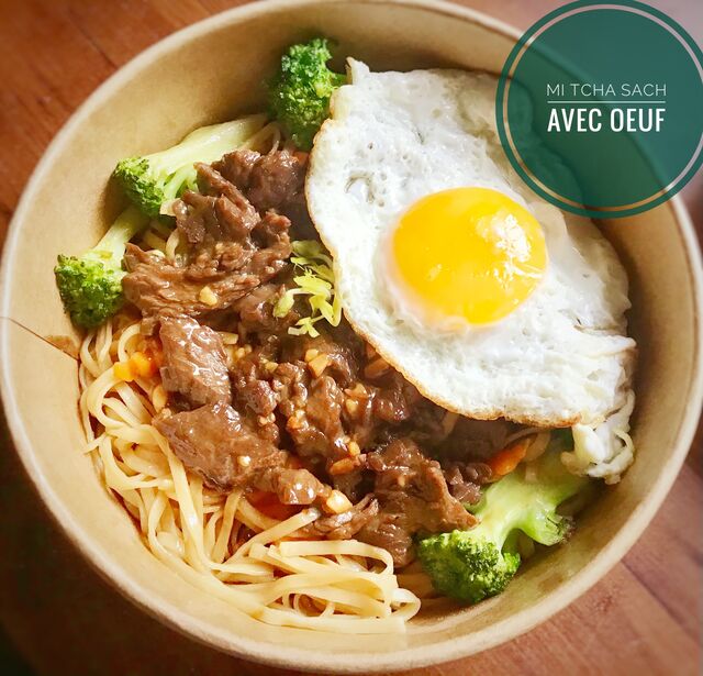 Mi Tcha Sach Ko ( nouilles sautées au bœuf)
