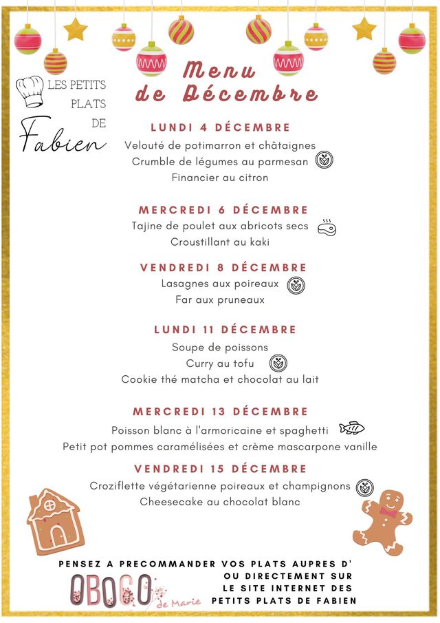 Menu Décembre