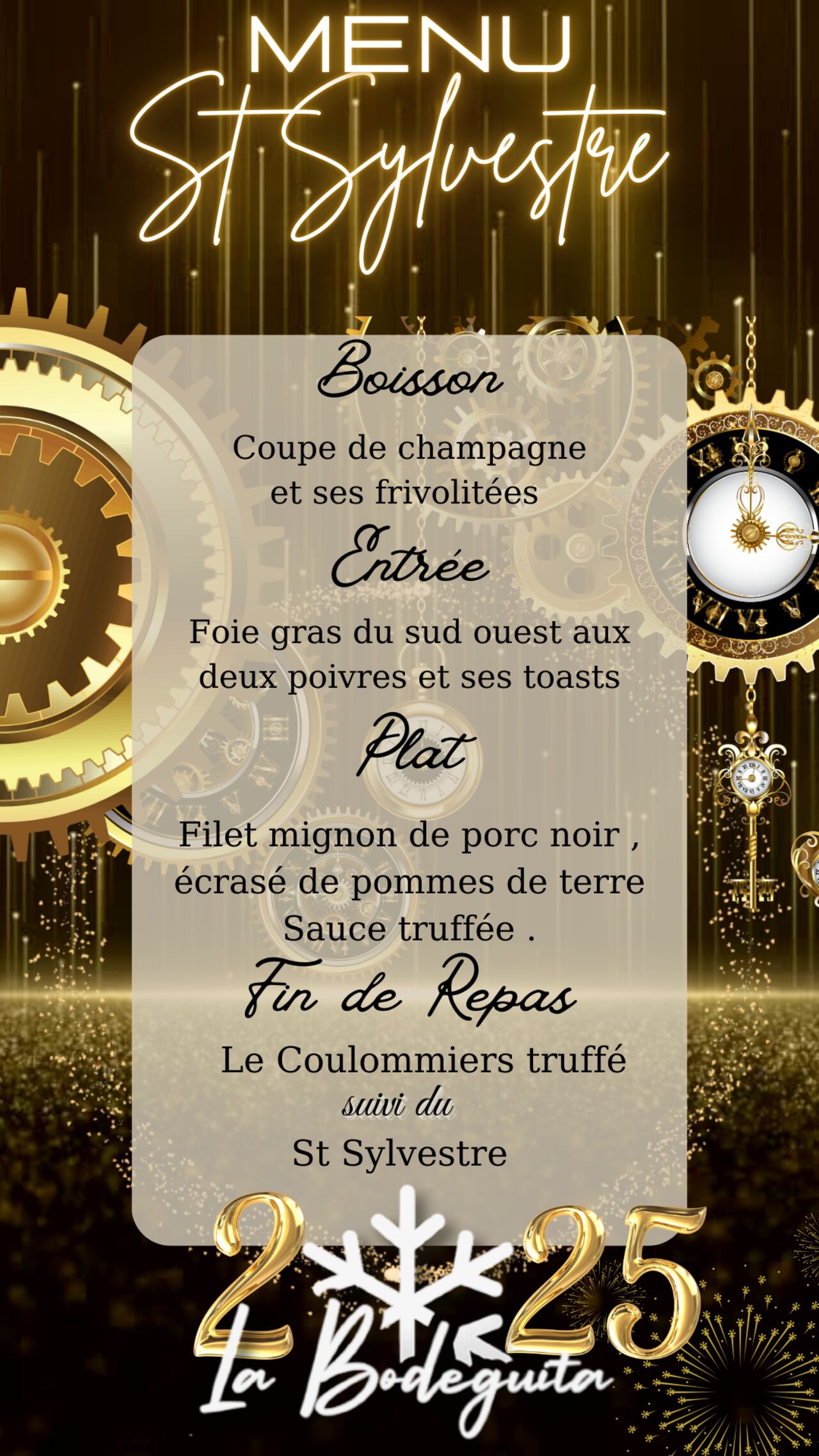 MENU St Sylvestre, 31/12/2025