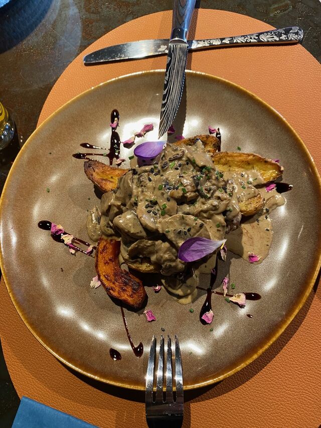 Bavette sauce forestière