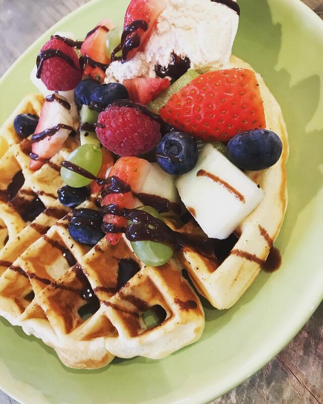 Frisch gebackene belgische Waffeln 