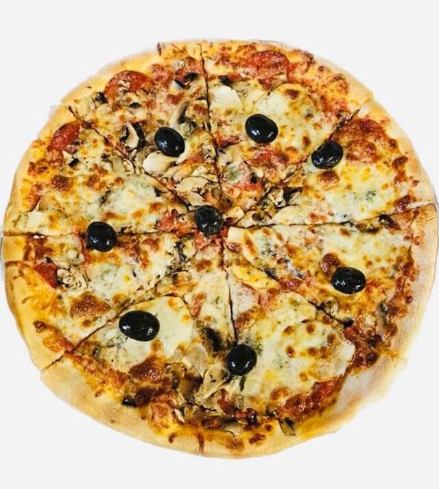 Gorgonzola salami pizza