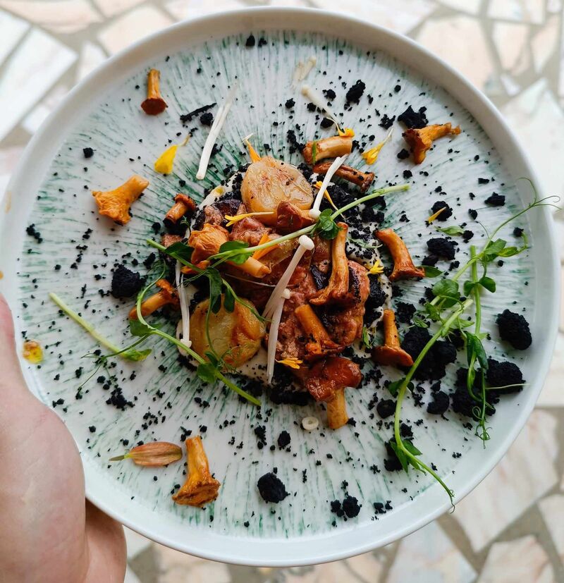 Foie gras de canard, champignons et céleri 