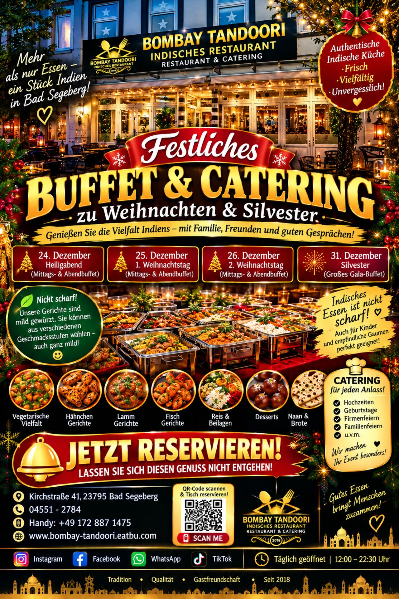 🎄 Festliches Weihnachts- & Silvesterbuffet bei Bombay Tandoori 🎉