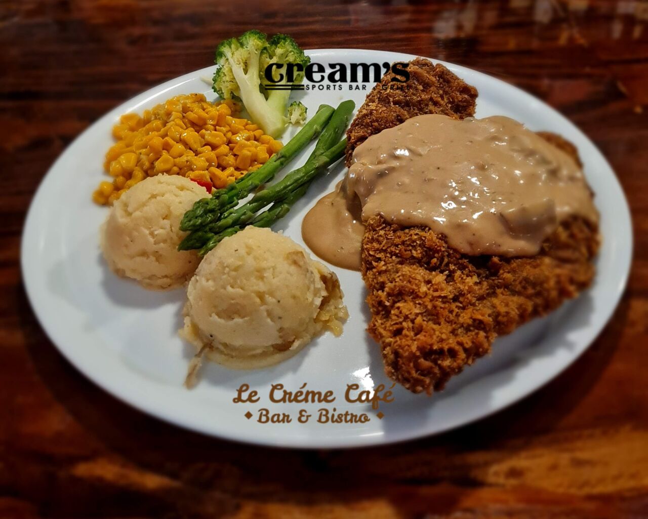 IBERIAN PORK COUNTRY FRIED STEAK TOPPED/W_MUSHRHROOM CREAM SAUCE