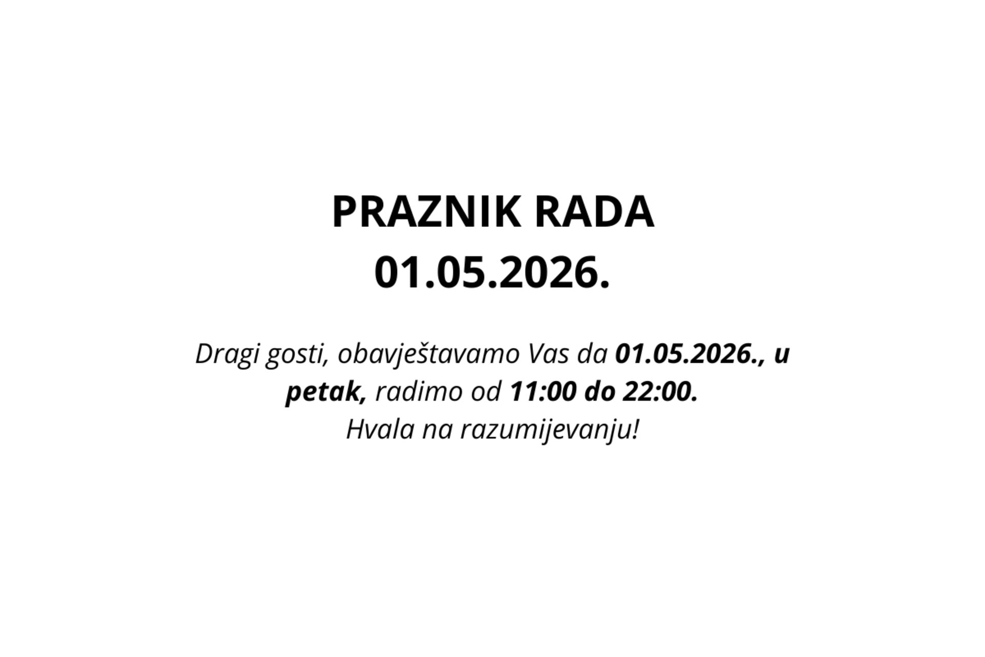 IZNIMNO RADNO VRIJEME